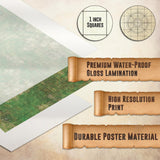 Dungeon-Cobblestone-Moss-Beach-Desert-Tundra - 3 Pack Double Sided Dry Erase Grid Mat - 24"x36"