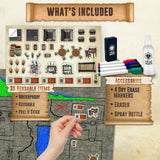 Dungeon-Cobblestone-Moss-Beach-Desert-Tundra - 3 Pack Double Sided Dry Erase Grid Mat - 24"x36"