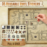 Distressed Dry Erase Grid Mat - 24"x36" (Version 2)