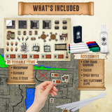 Dungeon-Cobblestone-Moss-Beach-Desert-Tundra - 3 Pack Double Sided Dry Erase Grid Mat - 24"x36"