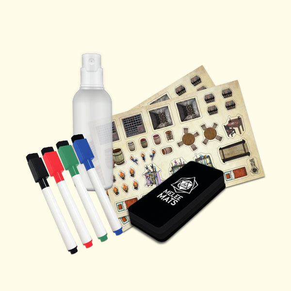4-Pack Markers, Spray Bottle, Eraser, and Clings