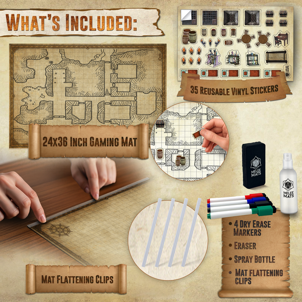 Distressed Dry Erase Grid Mat - 24"x36" (Version 2)