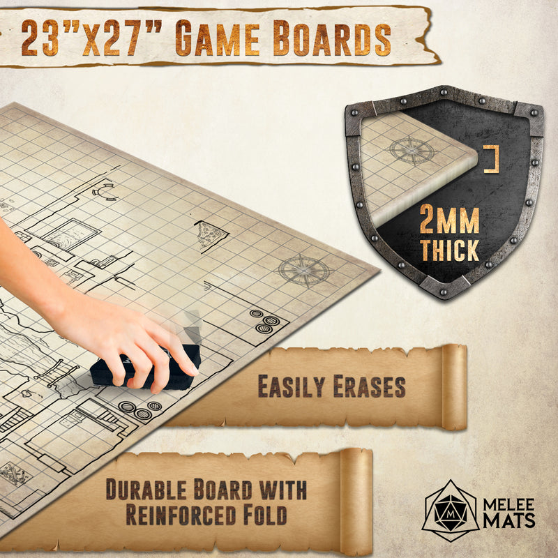 Distressed - The Original Battle Grid Game Board - Double Sided - 23"x27"