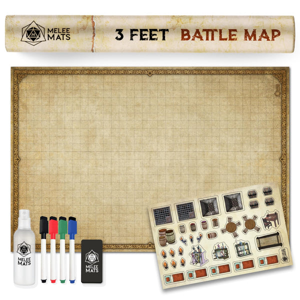 Distressed Dry Erase Grid Mat - 24"x36" (Version 2)