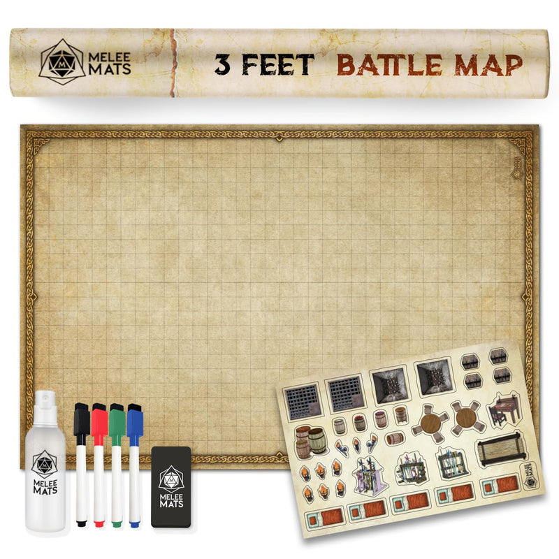 Distressed Dry Erase Grid Mat - 24"x36" (Version 2)