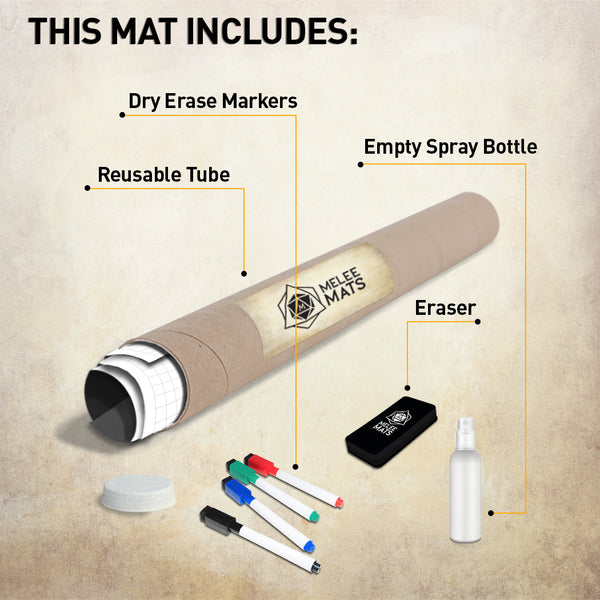 White Dry Erase Grid Mat -  24"x36"