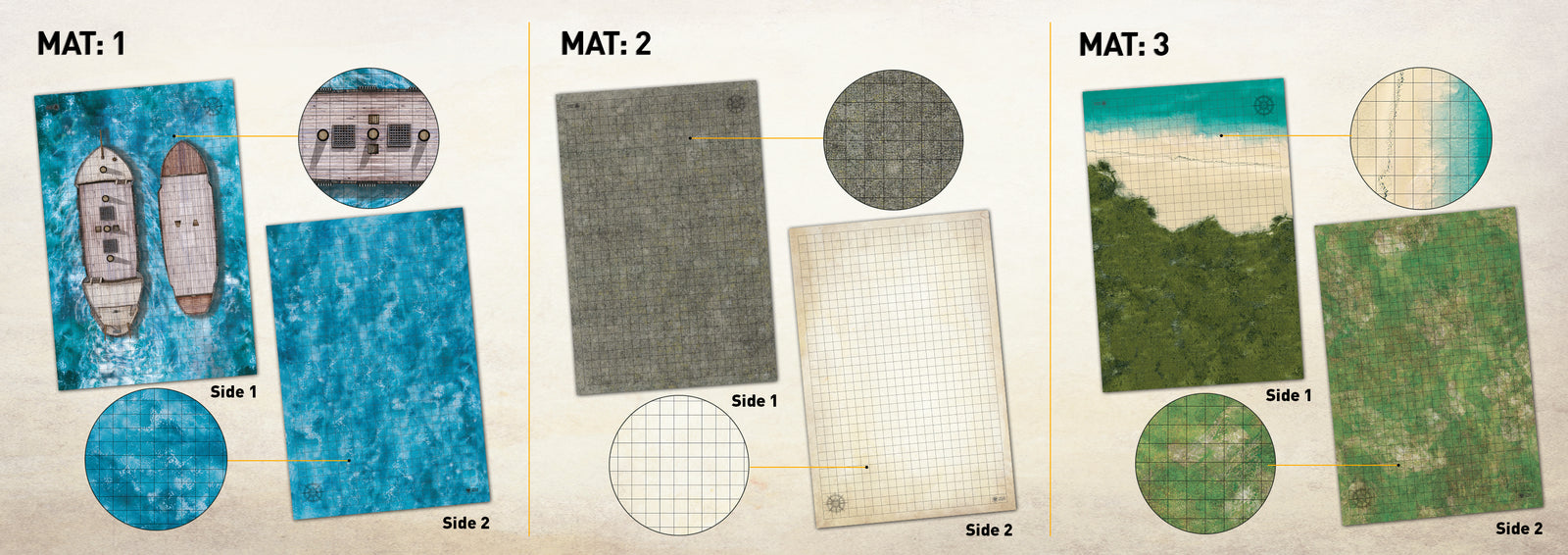 Ship Multi Set - 3 Pack Double Sided Dry Erase Grid - 24